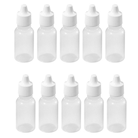 TOOGOO(R) 10 Pcs 10 ML 1/3 OZ LDPE Plastic Childproof Dropper Bottles Oil Lotion