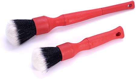 Detail Factory TriGrip Ultra-Soft Detailing Brush Set Comfortable Grip and Scratch-Free Cleaning for Exterior, Interior Panels, Emblems, Badges, Gauge Cluster, Infotainment Screen (Red)