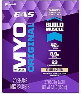 EAS Myoplex Original Protein Powder Packets, Vanilla Cream, 2.7 oz, 20 Count