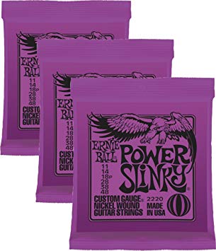 Ernie Ball Power Slinky Nickel Wound Sets.011 - .048, Bundle of 3 Sets