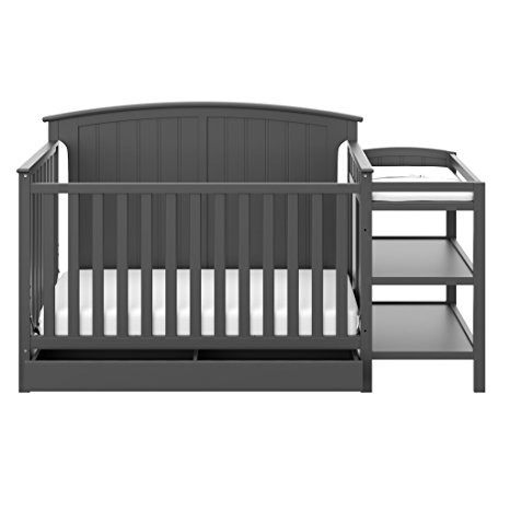 Storkcraft Steveston 4-IN-1 Convertible Crib and Changer with Drawer, Gray