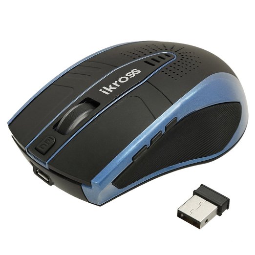 iKross Wireless 2.4 GHz Mouse with USB Dongle Adapter Built-in Bluetooth 3.0 Speaker with Microphone - Black/Blue