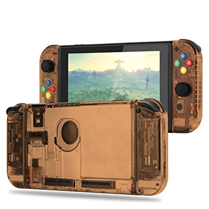 BASSTOP [Update Version] DIY Replacement Housing Shell Case Set for Switch NS NX Console and Right Left Switch Joy-Con Controller without Electronics (Set-Fire Orange)