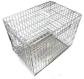 Ellie-Bo Dog Puppy Cage Small 24 inch Silver Folding 2 Door Crate with Non-Chew Metal Tray