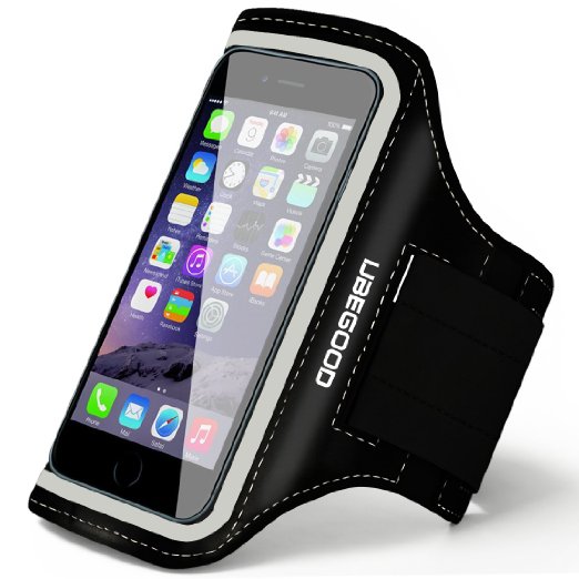 Ubegood Sports Armband for Running Case with Velcro Strap and Key Pocket fits iPhone Samsung White