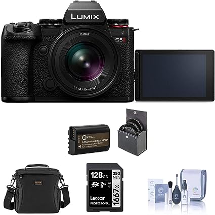 Panasonic LUMIX S5 II Mirrorless Digital Camera with Lumix S 20-60mm f/3.5-5.6 Lens Bundle with 128GB SD Card, Shoulder Bag, Extra Battery, 67mm Filter Kit, Cleaning Kit