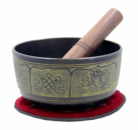 Meditation Grade 6 Inches Tibetan Singing Bowl With Rosewood Mallet / Cushion