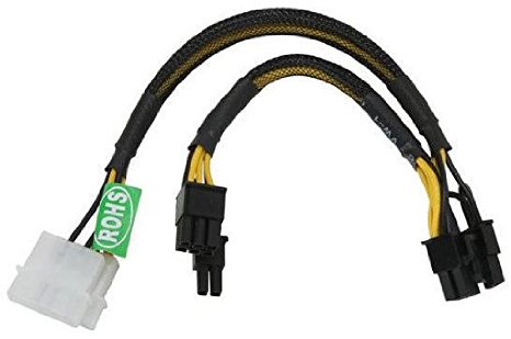 2 x 4-Pin Molex to Dual 8 Pin 62 PCI Express Power Supply Adapter Converter Splitter Cable
