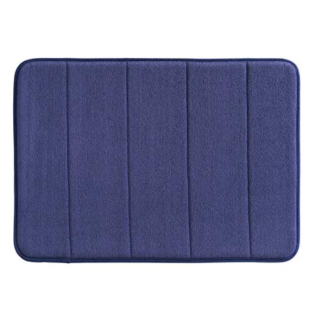 InterDesign Soft Non-Slip Bath Bathroom, Tub or Vanity, Navy Memory Foam Mat-Small, 24" x 17" Inches