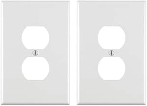 Leviton 88103 1-Gang Duplex Device Receptacle Wallplate, Oversized, Thermoset, Device Mount, White (Pack of 2)