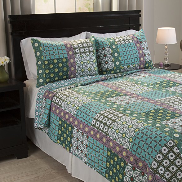 Lavish Home Tala 3 Piece Cotton Quilt Set - King