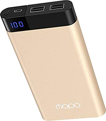 10000mAh Portable Charger 2A in 2.4A Out High-Speed Power Bank External Battery Pack Digital Display&Dual USB Output Portable Phone Charger for iPhone,Samsung,iPad and All 5V Devices (Gold)