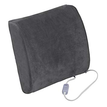 Drive Medical Comfort Touch Heated Lumbar Support Cushion, Gray