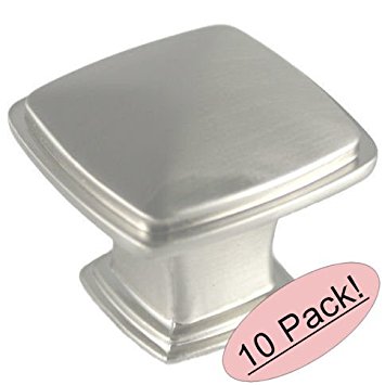 Cosmas® 4391SN Satin Nickel Modern Cabinet Hardware Knob - 1-1/4" Inch Square - 10 Pack