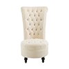 HomCom 45" Tufted High Back Velvet Accent Chair - Cream White