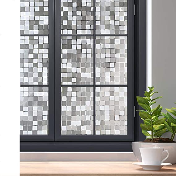 Rabbitgoo 3D Window Film Privacy Film Static Decorative Film Heat Control Window Cling No Glue Window Sticker Anti-UV for Home Office Kitchen Mosaic, 35.4 x 78.7 inches(90x200cm)