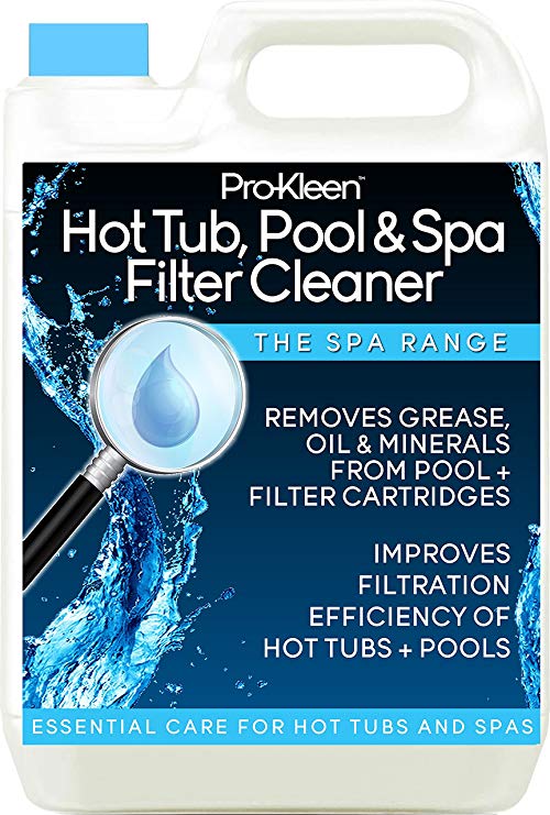 5L of Pro-Kleen Hot Tub, Pool & Spa Filter Cartridge Cleaner - 10 Treatments - Improves Efficiency of Filter - Suitable for all Hot Tubs, Pools & Spas - Deeply Cleans and Removes Oils, Grease and Minerals