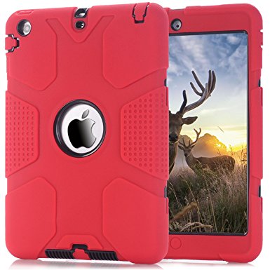 iPad Mini Case, iPad Mini 2 Case,iPad Mini 3 Case,TOPSKY [Robot Series] High Impact Defender Shockproof Case For iPad Mini/ iPad Mini 2/ iPad Mini 3, Red Black