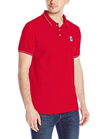 U.S. Polo Assn. Men's Solid Pique Polo Shirt with Color-Tipped Collar and Cuffs