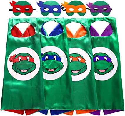Zaleny Superhero Costumes Cartoon Dress up Costumes Satin Capes Felt Masks 4 Sets for Boys & Girls