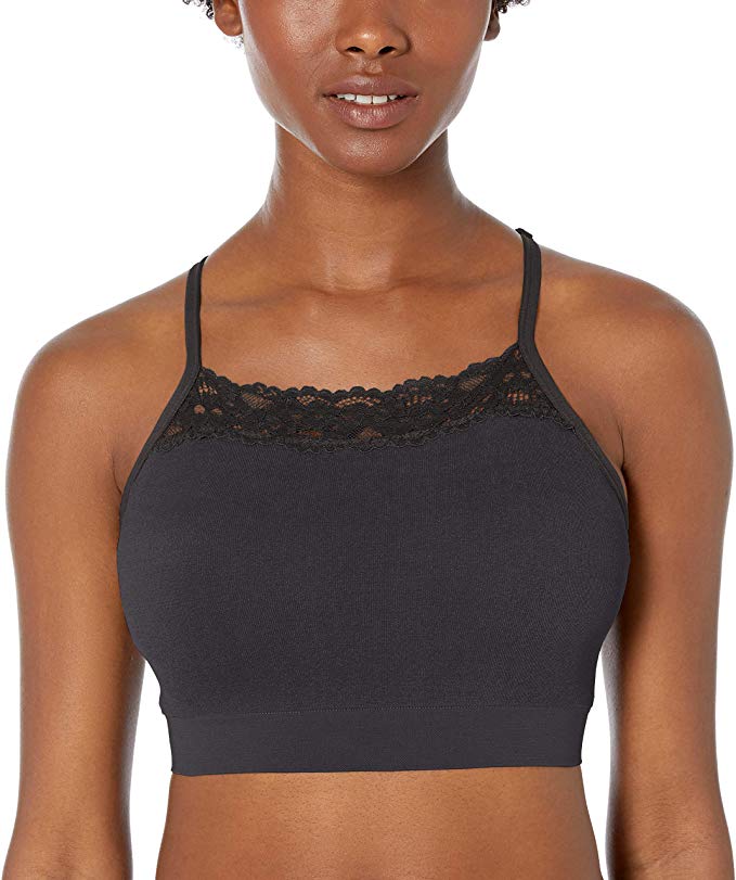 Mae Women's Seamless High Neck Bralette with Lace Trim