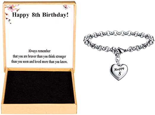 SANNYRA Happy Birthday Gifts Bracelet Heart Charm Alphabet Bracelet Gift for Women Girls 11st 12th 13th 14th 15th 16th 17th 18th 19th 20th 21th 25th 30th