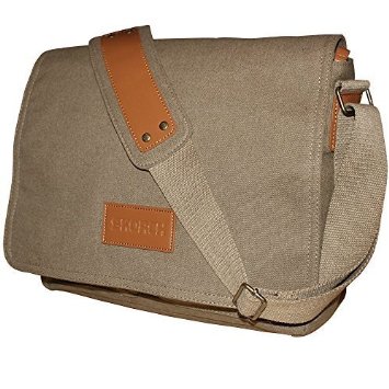 SKORCH Canvas Messenger Bags and Commuter Bags for Men and Women with Comfortable Shoulder Straps Brown