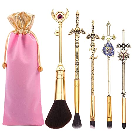 5PCS The Legend of Zelda Makeup Brushes Set, Professional makeup tools eye shadow highlight brush set, Game Series Makeup Brushes Set for Zelda Fans