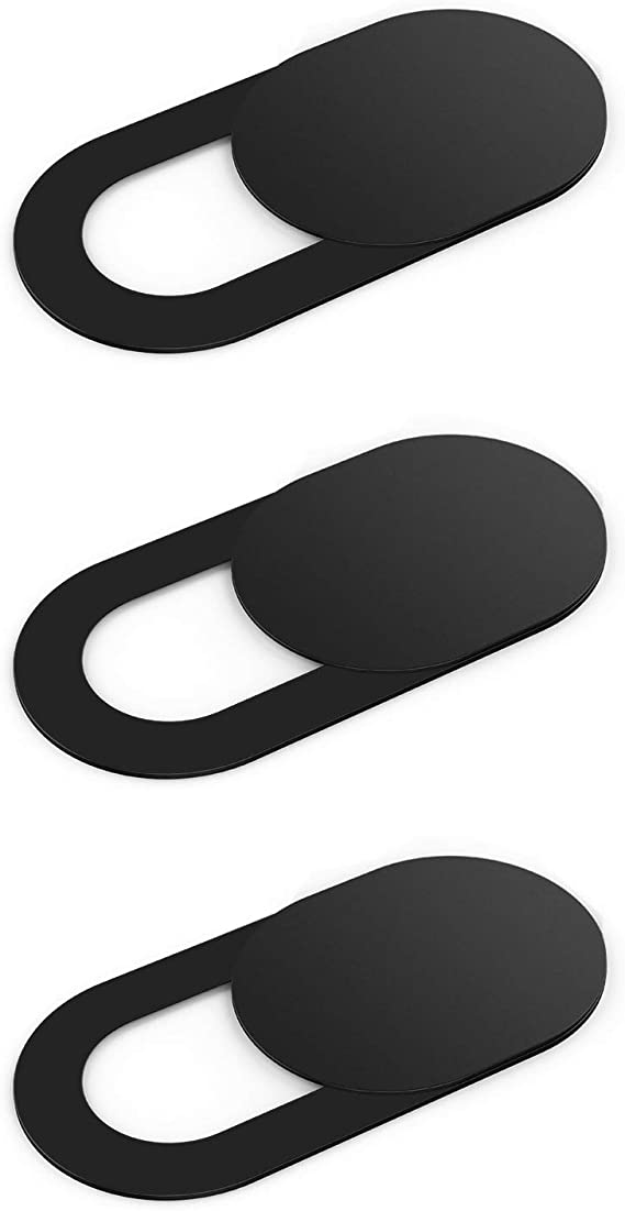 KIWI design Webcam Cover Slide 3 Pack, Laptop Camera Cover Slide Ultra Thin with Clean Cloth for Laptop, PC, Macbook, iMac, Computer, iPad, Smartphone (3 Black)