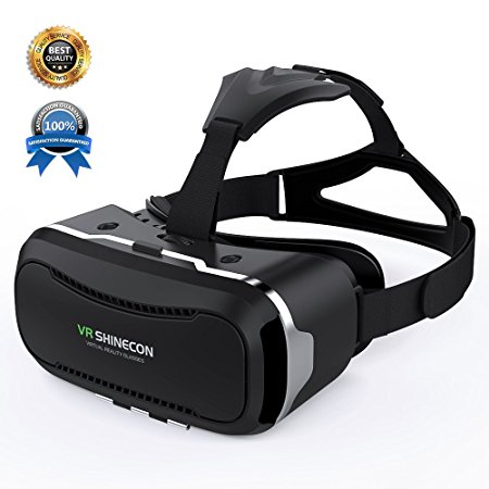 VR SHINECON Direct 3D VR Glasses-VR Headset for Playing Your Best Mobile 3D Games and 360 Videos-Virtual Reality Headset with Prepositive Radiator for iPhone, Samsung and other smartphones(Black)