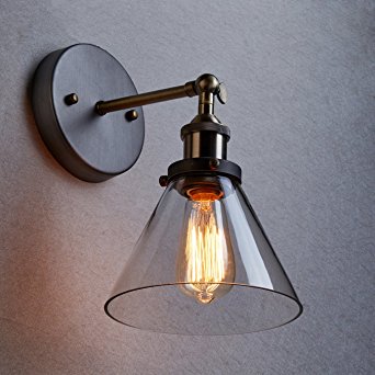 CLAXY Industrial Edison Ceiling Light Vintage Glass Wall Sconce Lighting Fixture