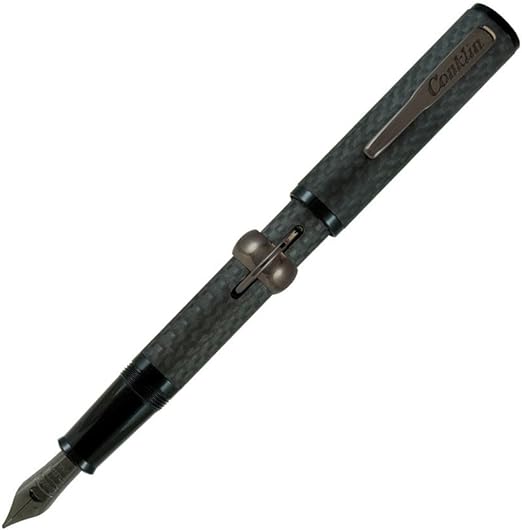 Conklin Mark twain Crescent Fountain pen Stealth Deluxe Carbon Fiber Steel Nib Medium