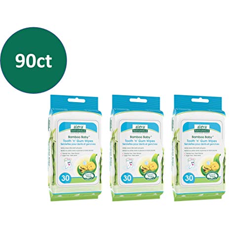 Aleva Naturals Bamboo Baby tooth 'n' Gum Wipes - 3 X 30ct = 90ct 90 count