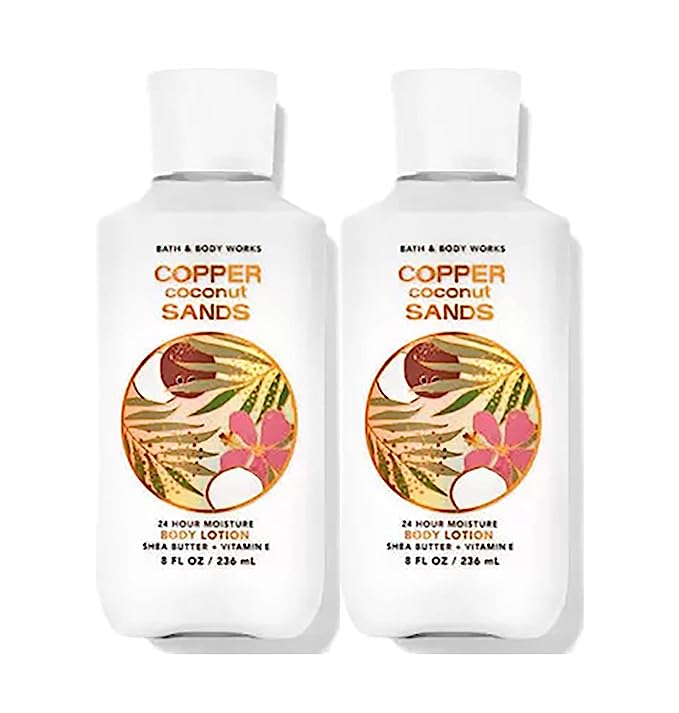 Bath & Body Works Copper Coconut Sands Super Smooth Lotion Sets Gift For Women 8 Oz -2 Pack (Copper Sands) 16 Fl Oz