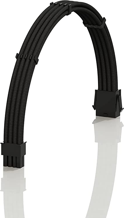 LINKUP - 30cm EPS 8P(4 4) CPU ATX Motherboard PSU Power Supply Braided Sleeved Custom Mod PC Extension Cable w/Combs┃Strong & Stiff Design┃Single Pack┃300mm - Black