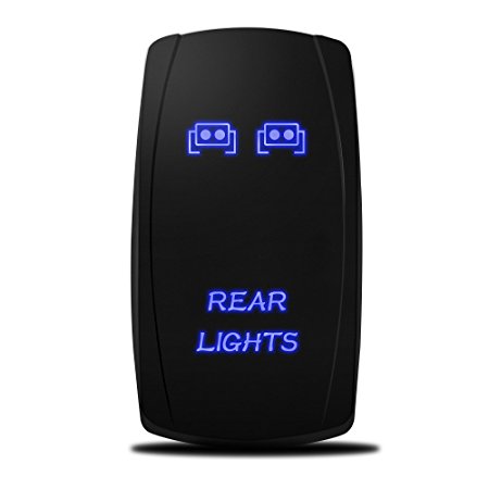 MICTUNING MIC-LSR12 5Pin Laser Rear Lights Rocker Switch On-Off LED Light 20A 12V, Blue