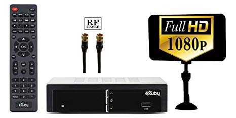 eXuby Digital Converter Box for TV w/ Antenna and RF Cable for Recording and Viewing Full HD Digital Channels Free (Instant or Scheduled Recording, 1080P HDTV, HDMI Output, 7 Day Program Guide)