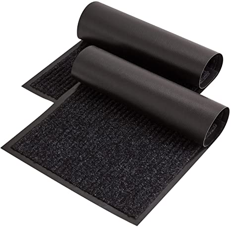 Lifewit Durable 2 Pack Indoor Door Mat Traps Dirt Non Slip Low-Profile Welcome Mat for Entryway, Front Door, Porch Area, Patio, Entrance Rug Shoe Scraper Mat, 17" x 30", Black