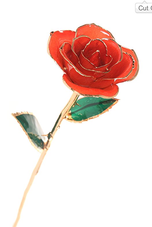 DuraRose Authentic Rose With Long Stem Dipped In 24k Gold, With "STAND" And "LOVE CARD" - Best Gift For Loves Ones. Ideal For Valentine's Day, Mother's Day, Anniversary, Birthday