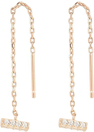 PAVOI 14K Gold Plated Sterling Silver Ball/Bar/Cuff Threader Earrings for Women in Rose Gold, White Gold and Yellow Gold