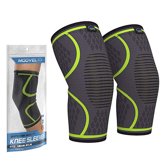 Modvel Compression Knee Sleeve (1 Pair) - Ultra Flexible, Comfortable Knee Brace for Men and Women, Great for All Athletics, Volleyball, ACL.