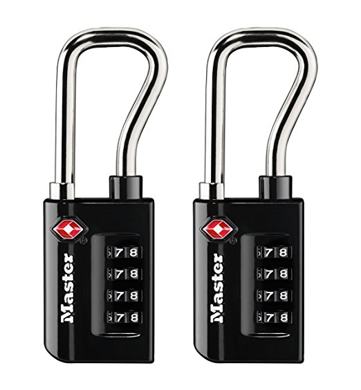 Master Lock 4696T Set Your Own Resettable Numeric Combination Tsa Accepted Luggage LOCK, with Extended Reach Shackle, 1-5/16" wide Body, 1/4" Diameter Shackle, 2-Pack