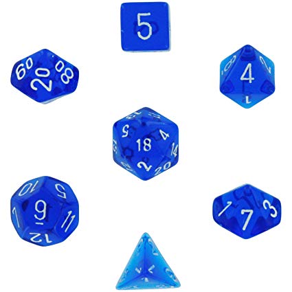 Chessex Polyhedral 7-Die Translucent Dice Set - Blue