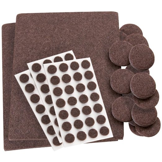 Self-Stick Heavy Duty Felt Pads Value Pack Assortment for Hard Surfaces 102 pieces - Brown Assorted Sizes