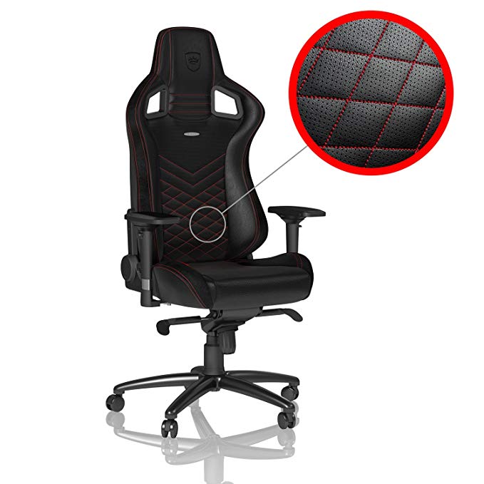 noblechairs EPIC Gaming Chair - Office Chair - PU Faux Leather - 135° Reclinable - Black/Red