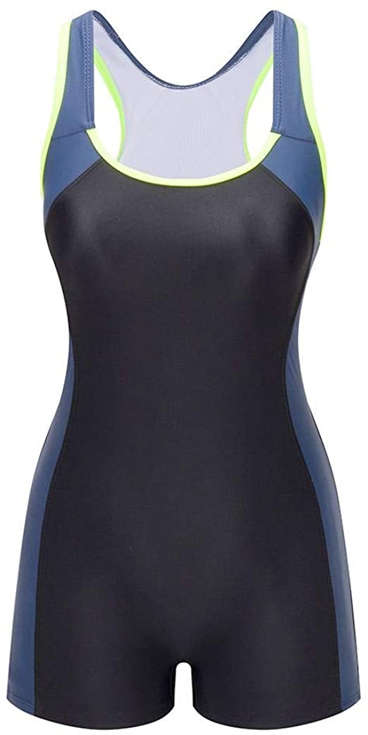 Lemef One Piece Swimsuit Boyleg Sport Swimwear for Women