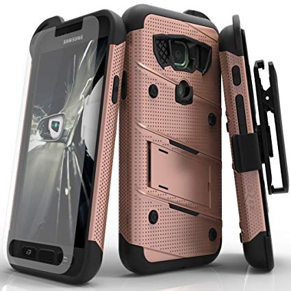 Zizo BOLT Series compatible with Samsung Galaxy S7 Active Case Military Grade Drop Tested with Tempered Glass Screen Protector Holster ROSE GOLD BLACK