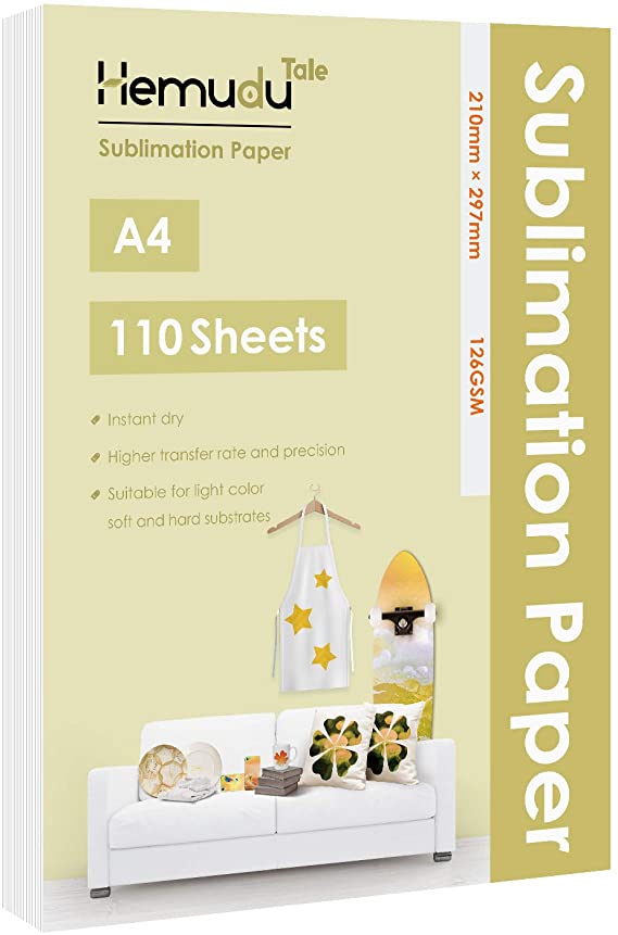 Hemudu Tale Sublimation Paper 110 Sheets 8.3x11.7 for Heat Transfer DIY Gift A4 Compatible with Any Inkjet Printer with Sublimation Ink