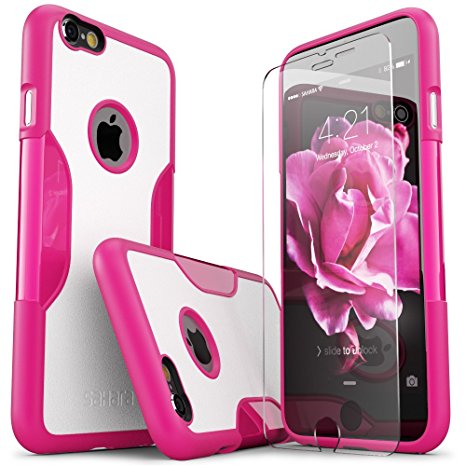 iPhone 6 Plus Case, fits iPhone 6s Plus (Pink) SaharaCase Protective Kit Bundled with [Tempered Glass Screen Protector] Slim Fit Rugged Protection Case Shockproof Bumper Hard Back (Pink/Rose Gold)