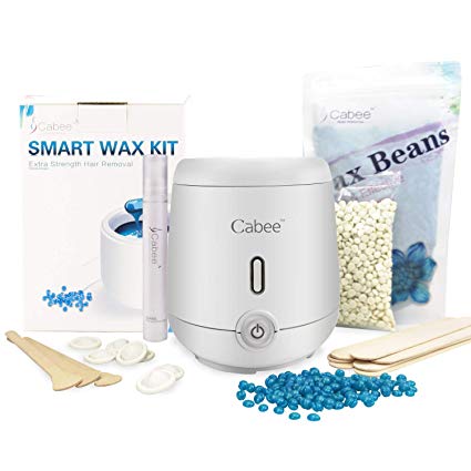 Wax Warmer Kit for Hair Removal Home Waxing with 7oz Hard Wax Beans(Chamomile) & 3.5oz Brazilian Wax & 15ml PostWax Lotion for Bikini Waxing or All Body Formula (White)